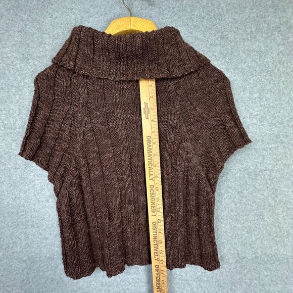 Sarah Pacini Brown Cowl Neck Knit Cardigan Shawl Collar Vest Minimalist One Size - Picture 11 of 13